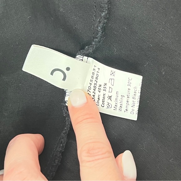 Commense Black Sara Linen Cotton Midi A-line Ballerina Summer Dress S - Picture 10 of 12